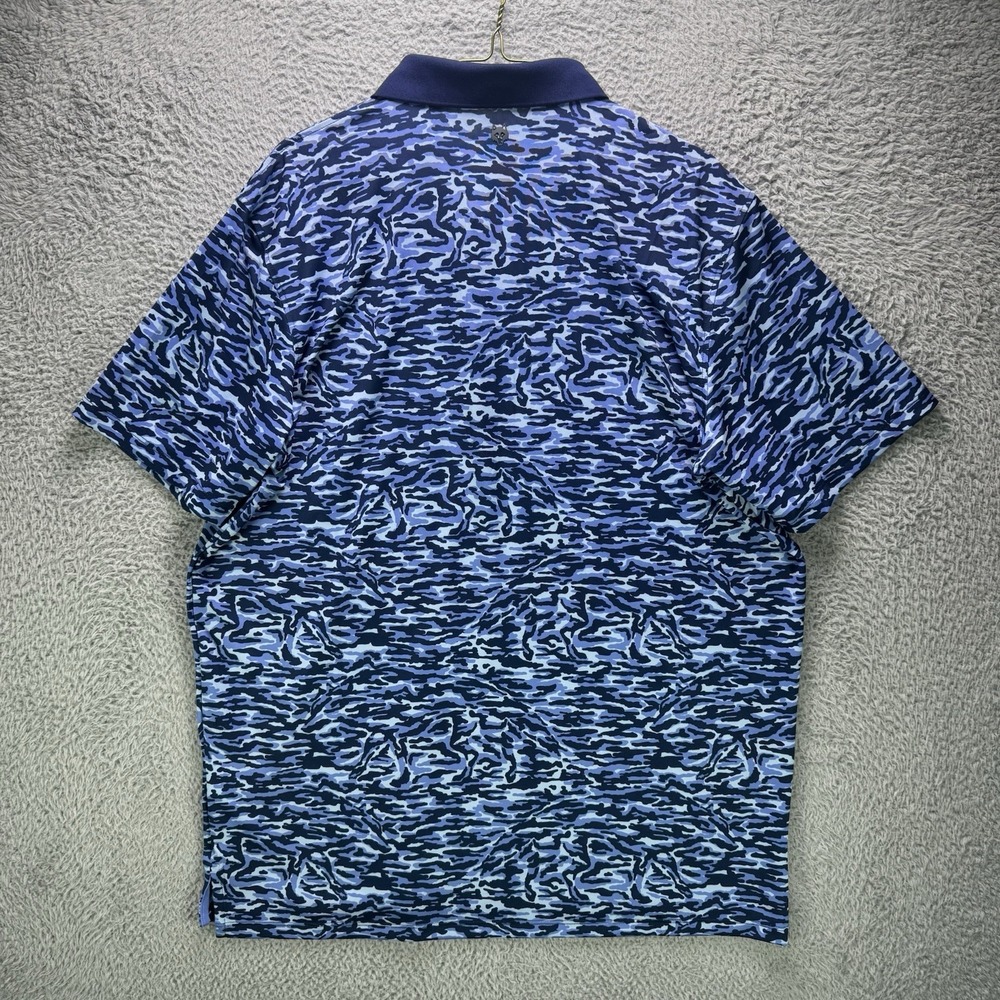 Greyson Golf Polo Shirt Mens Large Blue Stalking Wolf Camo Short Sleeve NWT $130 - Picture 4 of 14